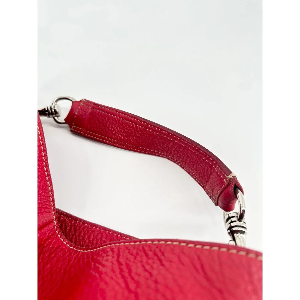 Miu Miu Red Pebbled Leather Slouchy Vintage Hobo Bag Silver Hardware Italy